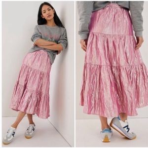 Anthropologie Metallic Pink Skirt size 6